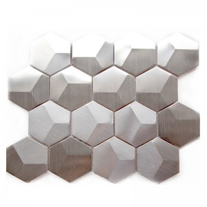 Sliver stainless steel tiles hexagon matte metal mosaics for kitchen backsplash