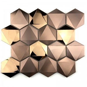 Rose Gold 3D Hexagon 304/316 Stainless Steel Tiles Mosaic for Wall Decoration