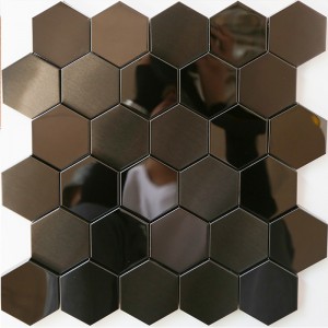 3D Black Mosaic Tiles Hexagon Metal Stainless Steel Mosaic Kitchen Bathroom Backsplash Tile
