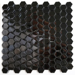Hexagonal Black Bathroom Kitchen Blacsplash Stainless Steel Mosaic Tiles