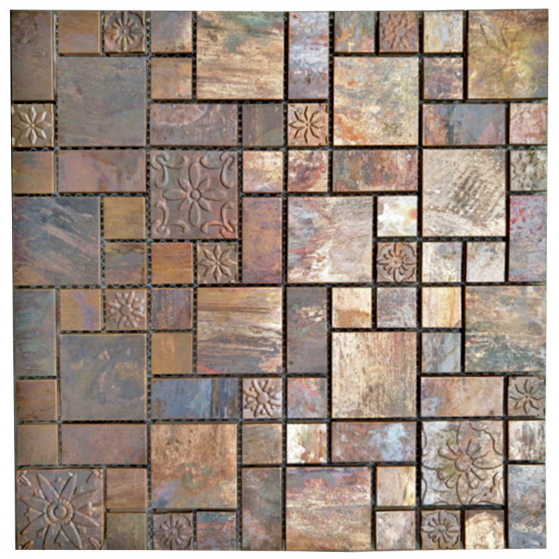 Luxury Style Copper Backsplash Mosaic Tile Bathroom And Decoration Copper Piastrelle Bagno Con Fiori Tiles